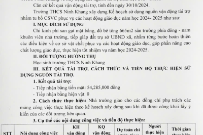 KẾ HOẠC SỬ DỤNG NGUỒN VẬN ĐỘNG TÀI TRỢ ĐỢT 1
