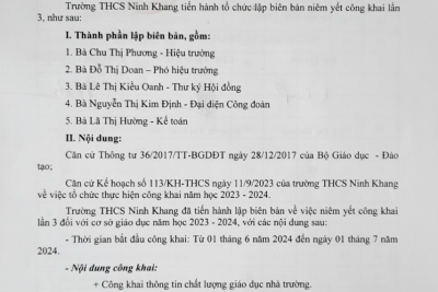 Công khai cuối năm học 2023 – 2024